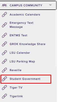 the student government link in myLSU. 