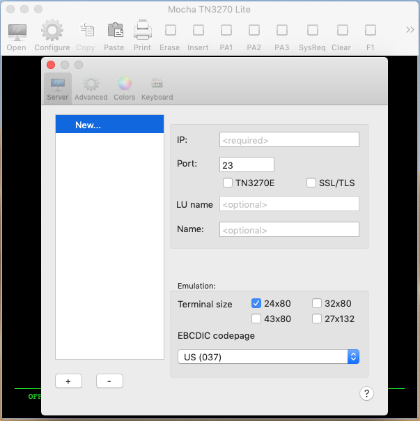 Click on New... at the top left of the popup box