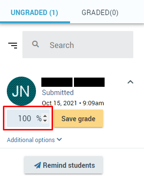 grade enter field for student submission on voicethread