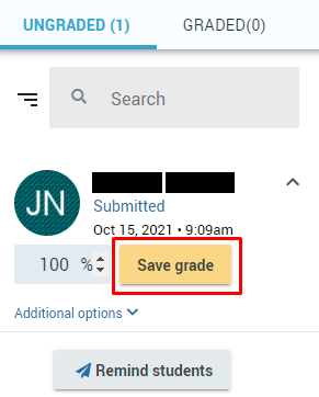 save grade button for student submission on voicethread
