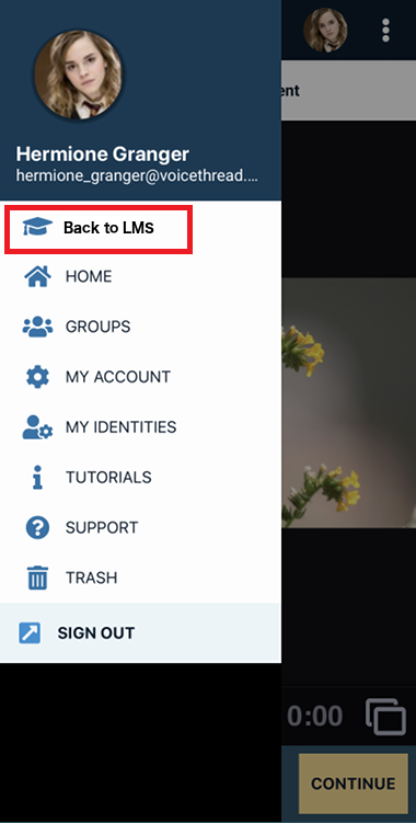 Back to LMS button