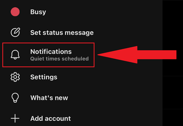 the Notifications area of the settings menu selected.