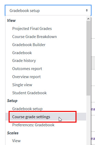 Course grade settings