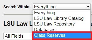 class reserves option highlighted