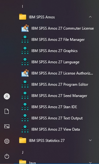 IBM SPSS Amos in All Programs