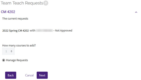 Choose to manage the request to team-teach