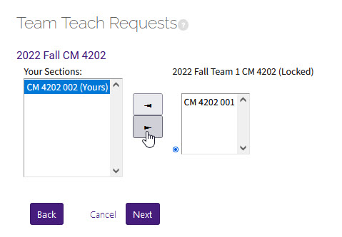 Assign section to a team teach course shell