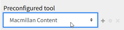 Macmillan Content tool selected in external tool dropdown