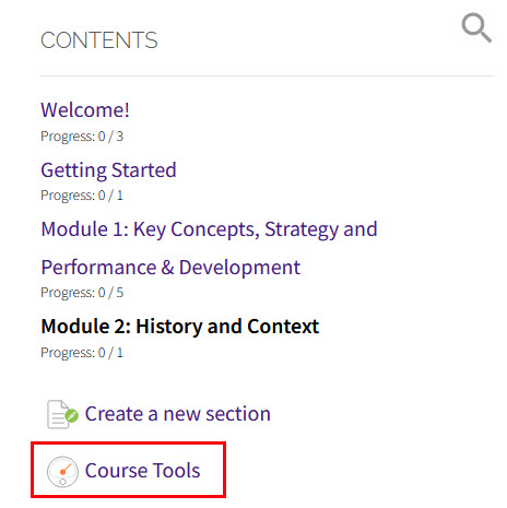 Course Tools link