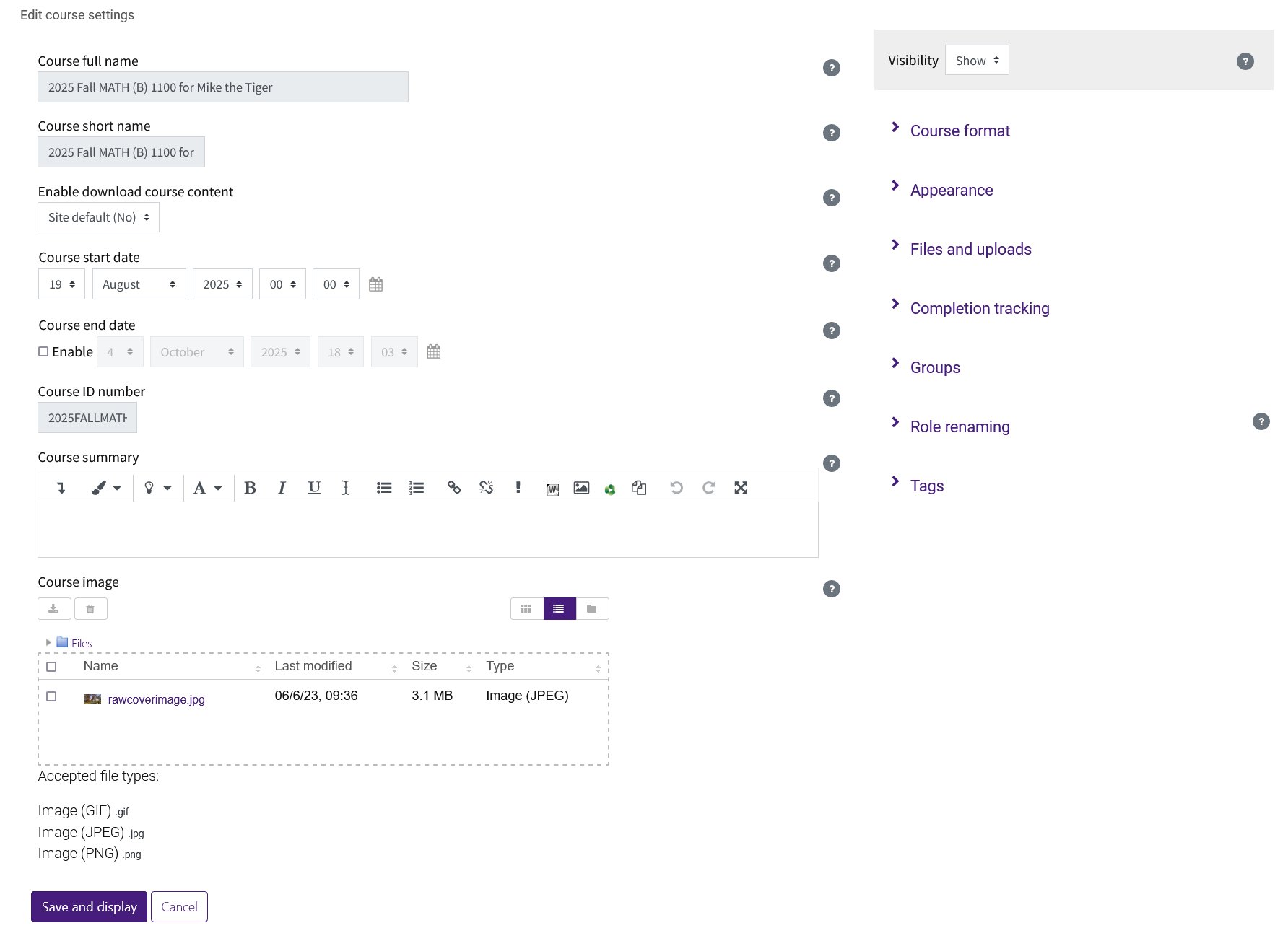 General Course Settings