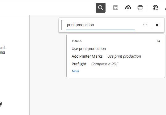 Print Production Preflight search option