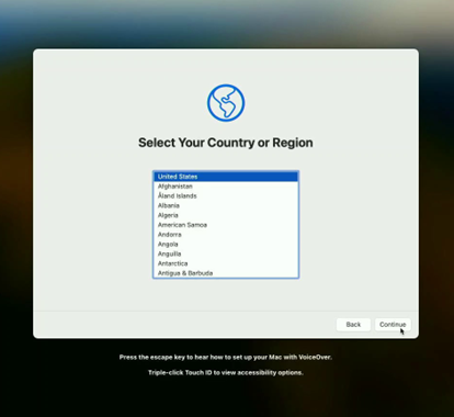 selecting your region