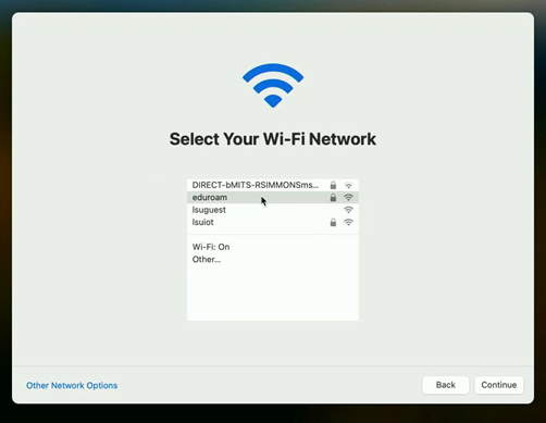 select eduroam wi-fi