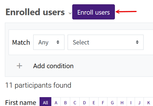 Enroll users button