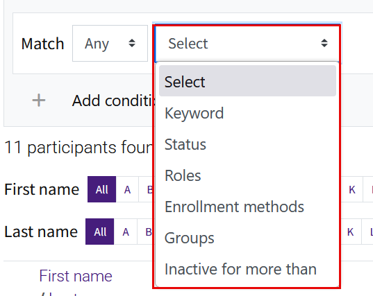 Search filter for Enrolled Users