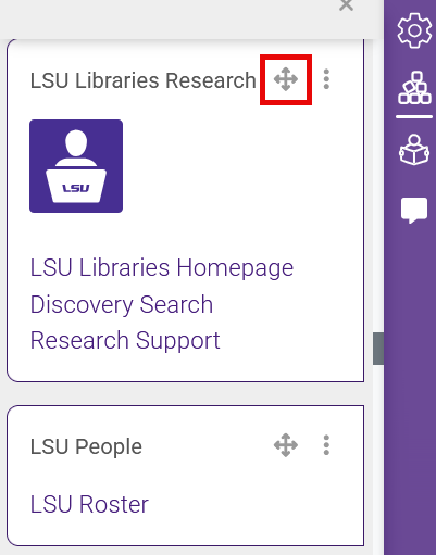 Block in block drawer with move arrow selected