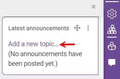 Add a new topic link selected