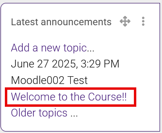 New post link in Latest Announcements block