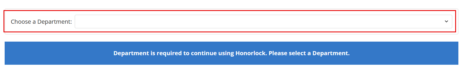 Honorlock LTI choose a department