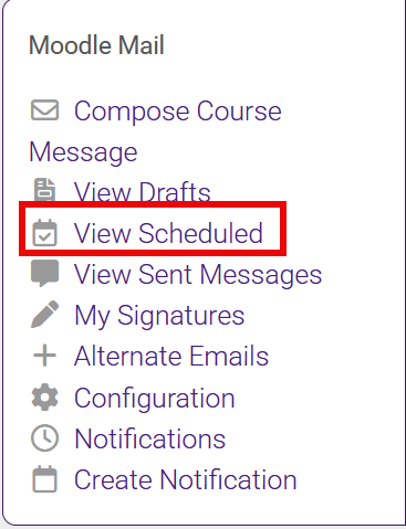 View Scheduled messages in Moodle Mail block