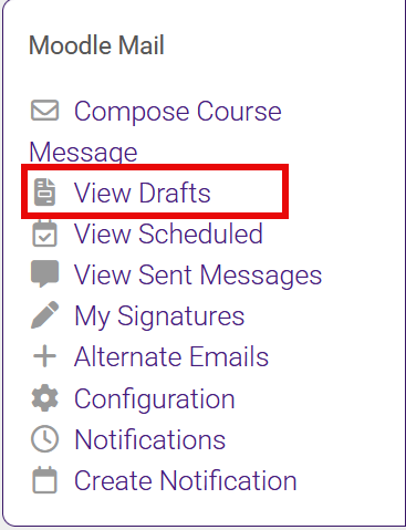 View Drafts in Moodle Mail block
