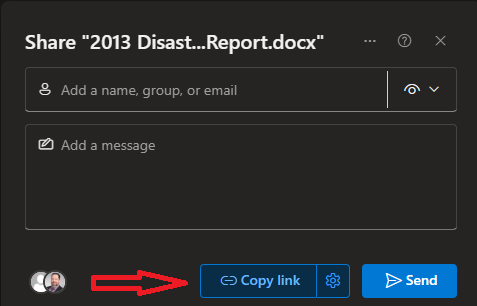 copy link button highlighted