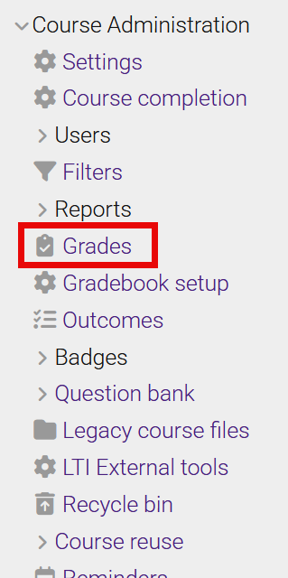 Link to gradebook in course admin menu