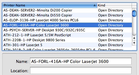list of printers on the lsu network.